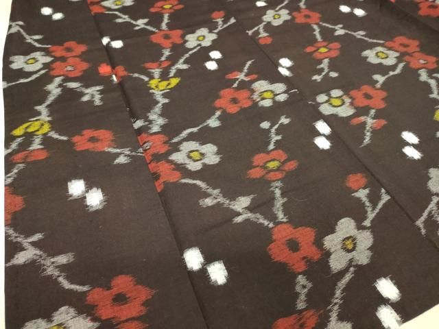 平和屋着物○久留米絣 単衣 綿 枝花文 逸品 DAAT9103az - メルカリ