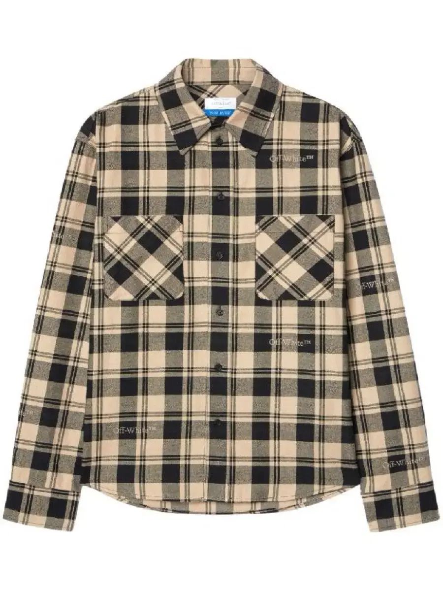 Off ー White チェック パターン パッチ ポケット シャツ XXL