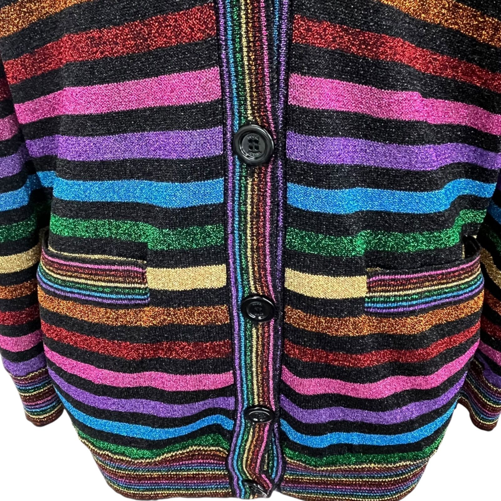 GUCCI グッチ ボーター ニット カーディガン ○美品 グッチ GUCCI ラメ ボーダー カーディガン XS レディース