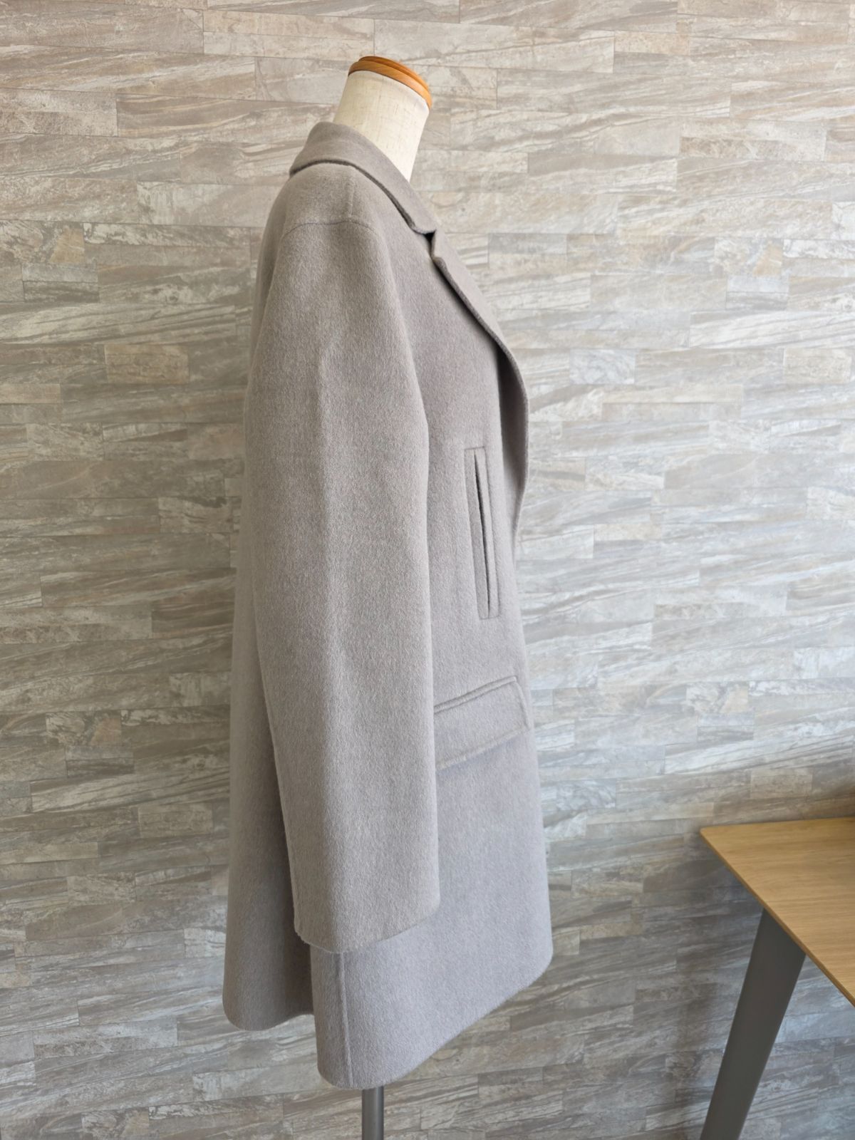 23AW theory luxe セオリー リュクス ウール×カシミヤ コート ミディアム丈 ライトグレー 38 Mサイズ レディース PAWNSHOPRiZ パウンショップリズ