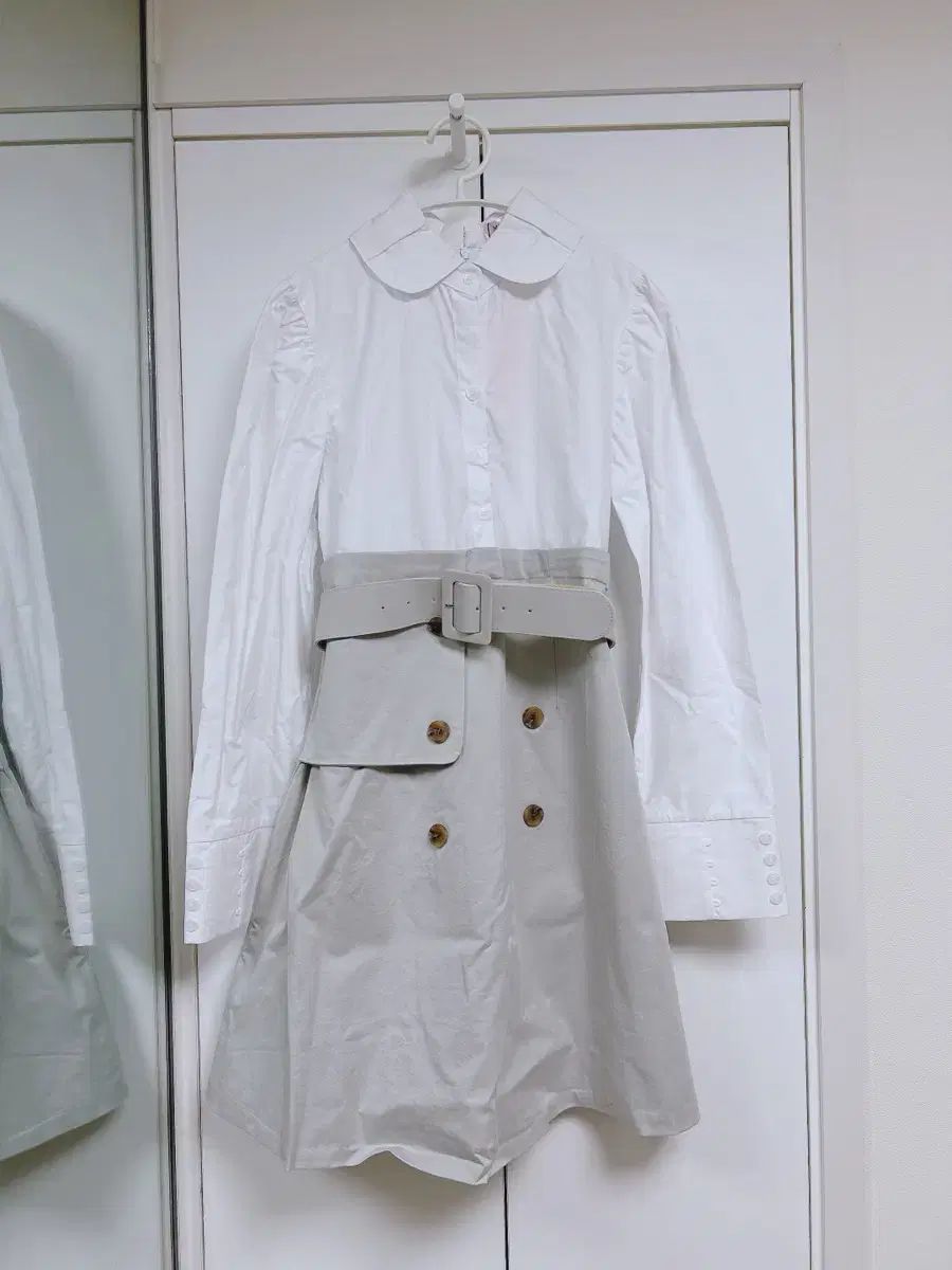 MAYOON トレンチシャツワンピース A ver 丈追加 - ライトブルースカイグレー