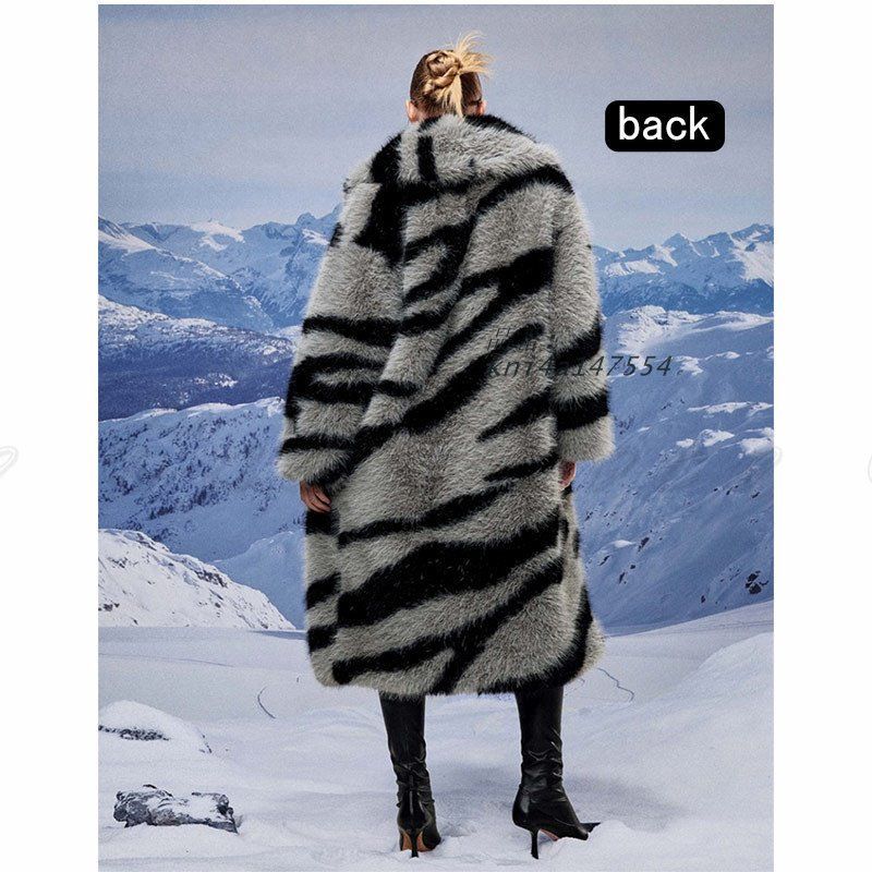  ファーコート レディース ゼブラ柄 きれいめ ファッション ふわふわ ふんわり 立体感 ナチュラル 体型カバー 柔らかい 防寒 着回し お尻が隠れる kni 4 a 147554 ビスチェ ベスト ジレ ビスチェ