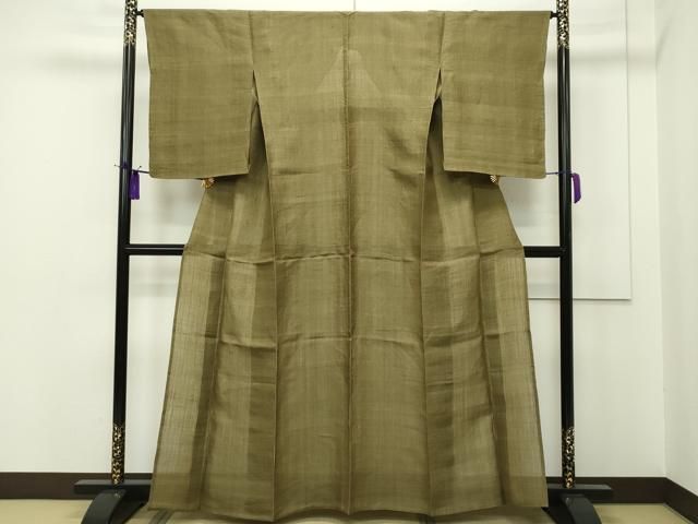 平和屋本店■最高級　夏物　重要無形文化財　越後上布　小河正義作　色無地　路考茶色　証紙付き　芋麻　逸品　CZAA1550s5 平和屋本店□最高級 夏物 重要無形文化財 越後上布 小河正義作 色無地