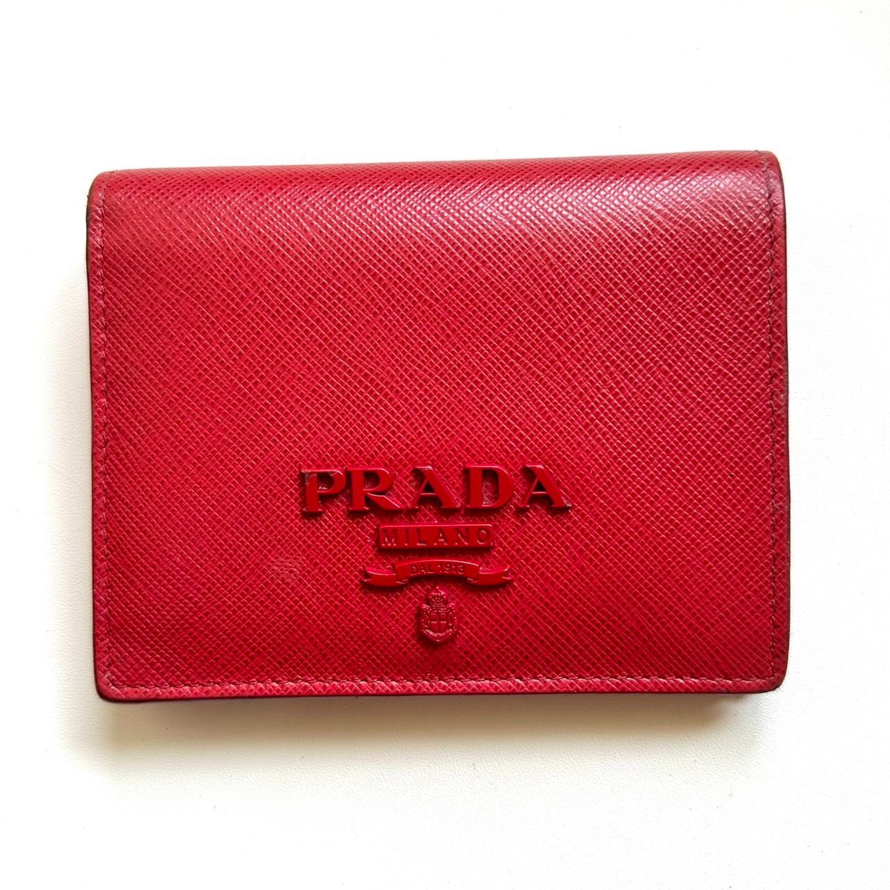 プラダ PRADA 二つ折り財布 サフィアーノレザー コンパクトウォレット