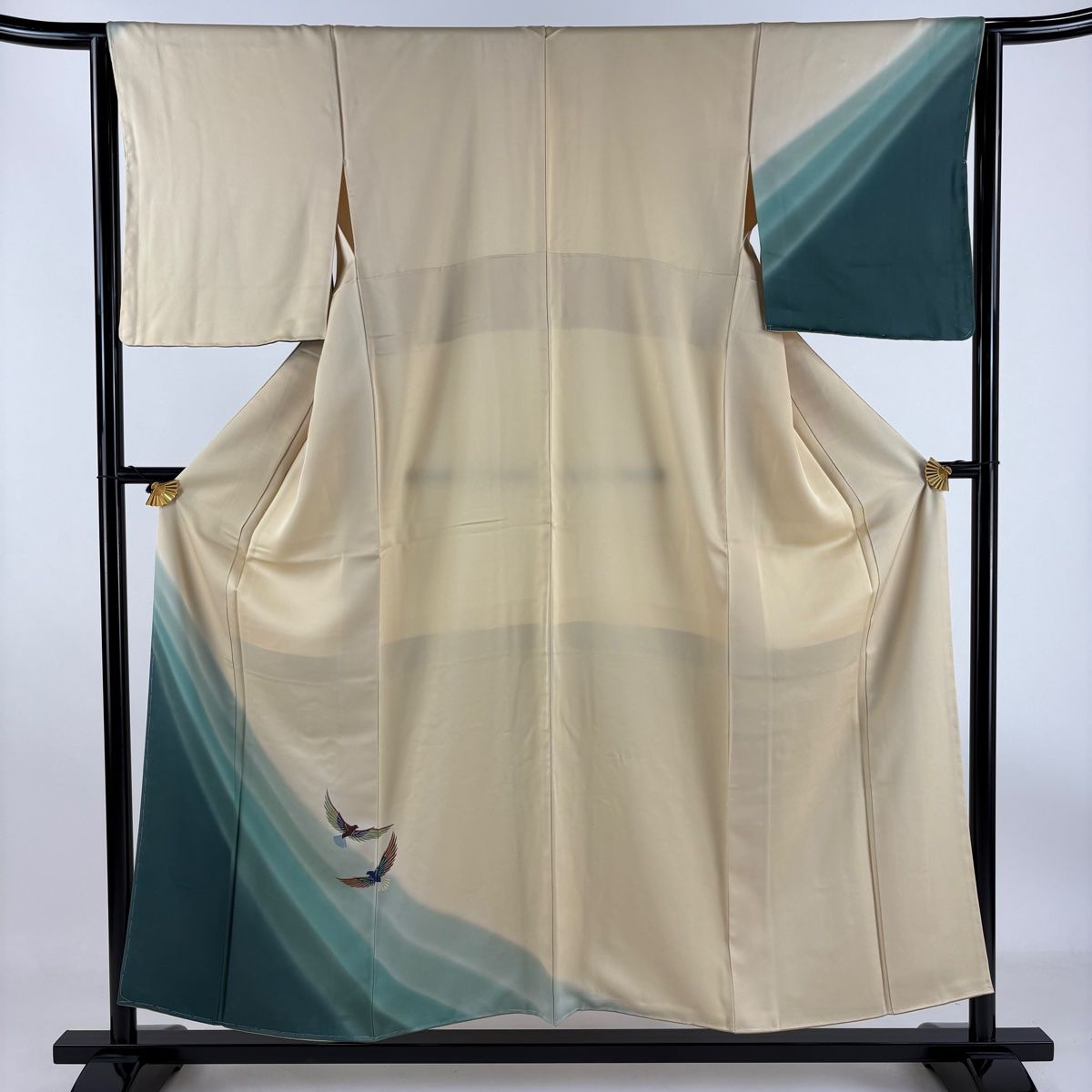 付下げ 身丈164.5cm 裄丈65.5cm M 袷 紬地 葡萄 灰色 正絹