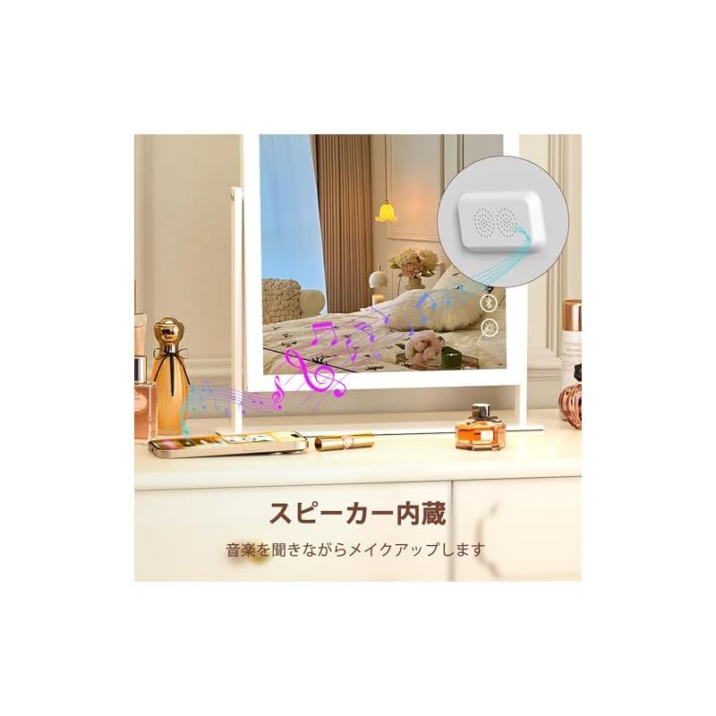 Hansong 女優ミラー ハリウッドミラー 卓上鏡 化粧鏡 ライト付きミラー