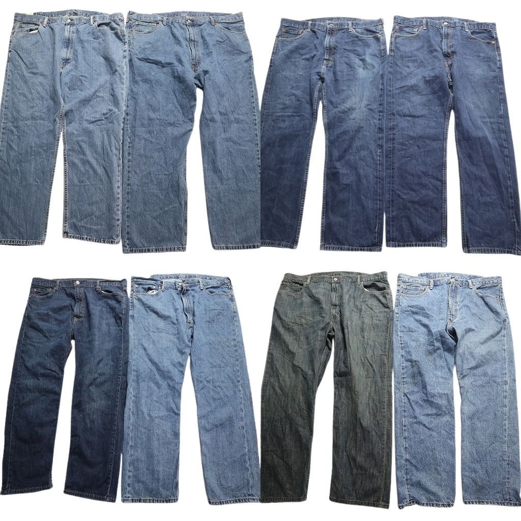 古着卸 リーバイス 505 デニム パンツ 8枚セット メンズ W48 |W44 |W42 フェード インディゴブルー 古着 NA3384