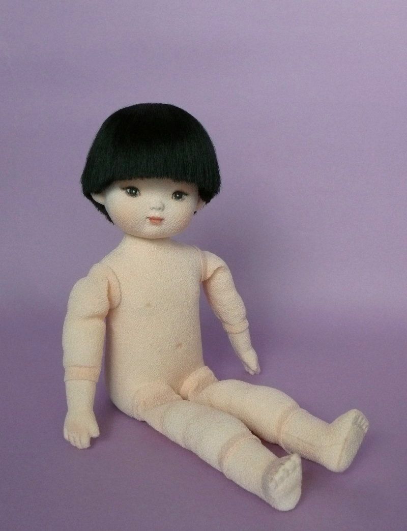 ちりめん張り男の子市松人形（23㎝）工房作（龍児作の型抜き 