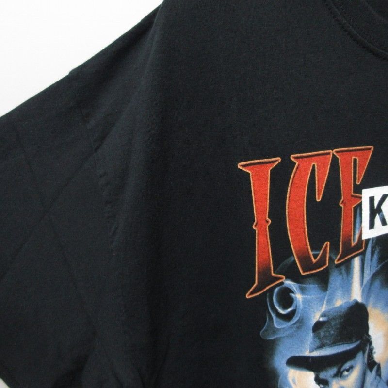 キスニューヨークシティ KITH NYC タグ付き ゲリラヴィンテージシリーズ ICE CUBE プリントTシャツ カットソー ボックスロゴ 半袖 黒  ブラック 3XLサイズ Fサイズ 0429