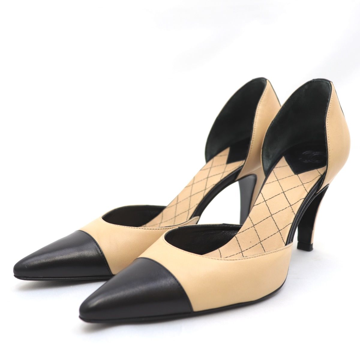 CHANEL バイカラー フラット ポインテッドトゥ CHANEL バイカラー