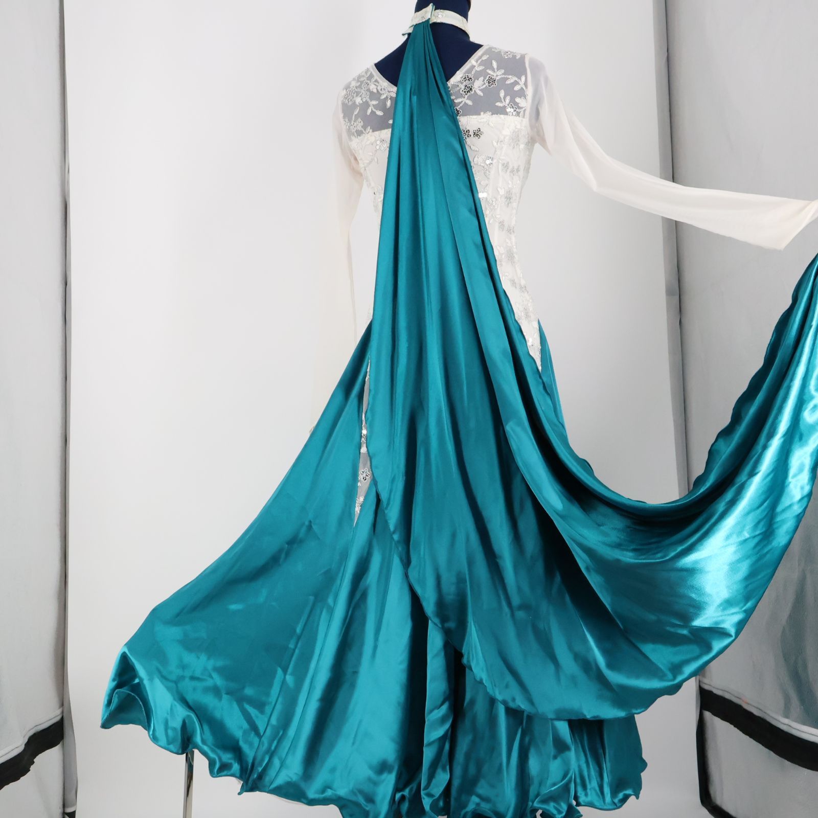 【美品 社交ダンス衣装】ブルー ブラック プリマブティック ドレス ワンピース 美品 社交ダンス衣装】ブルー ブラック プリマブティック ドレス