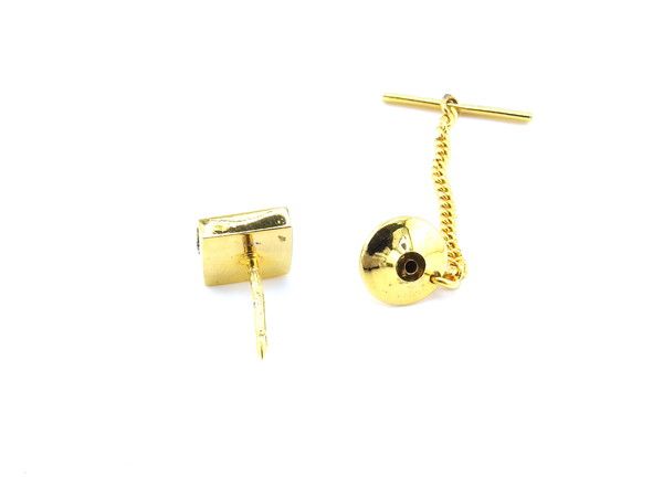 ディオール Dior カフス 2アイテムセット ロゴ入り スウィヴル式 タイタック ゴールド ブラック レディース