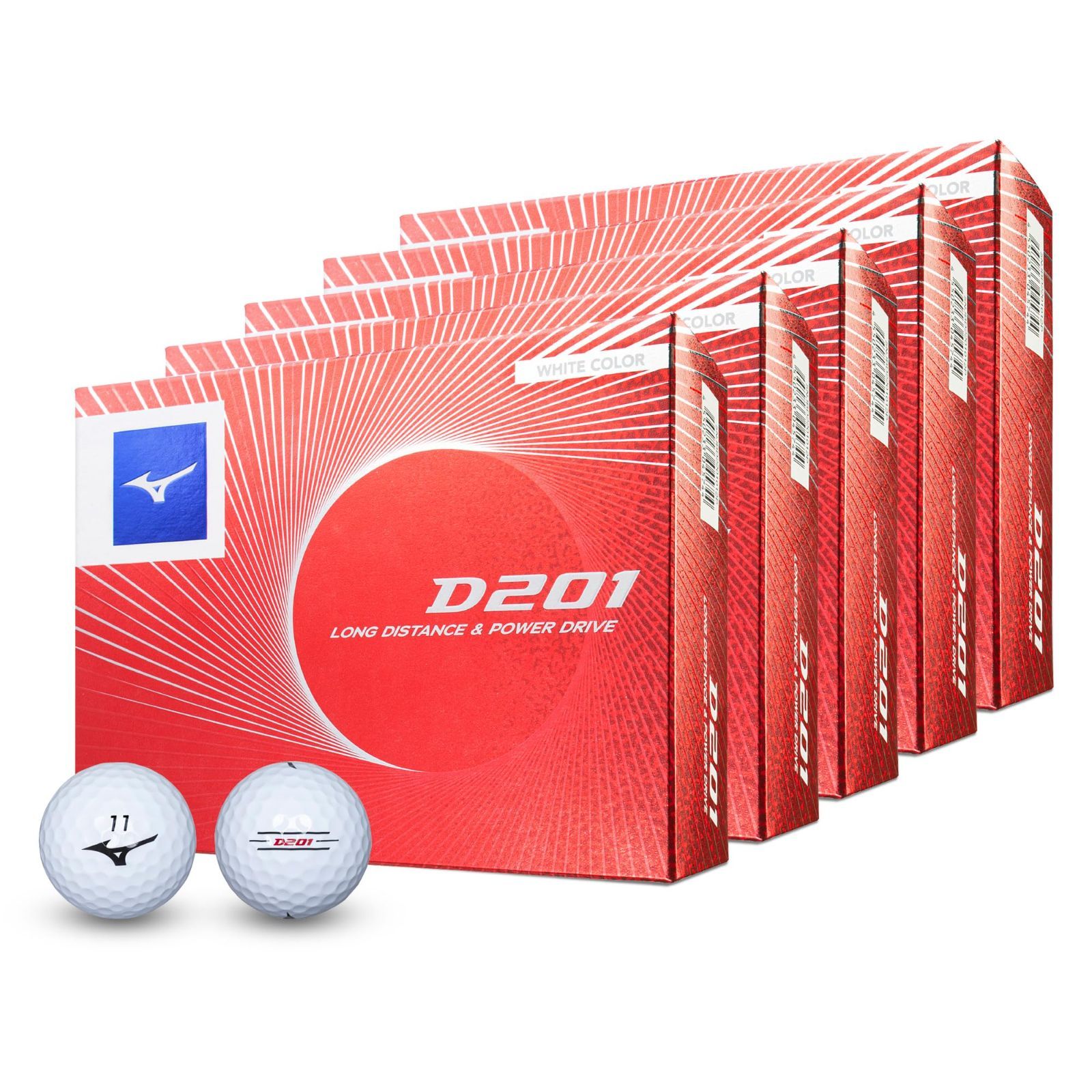 MIZUNO ミズノ ゴルフボール D201 1ダース 12個入り ディスタンスタイプ ヘッドスピード35m|s以上対応 ソフトなフィーリング 2ピース構造 ホワイト オレンジ 5NJBD220