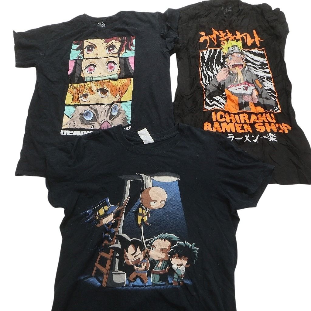 当店の商品全て正規品！ 古着卸 まとめ売り キャラクター 半袖Tシャツ 14枚セット メンズ S ヒロアカ ハイキュー ドラゴンボール 鬼滅の刃 ナルト 古着 NC3881 ここでご注文へようこそ!