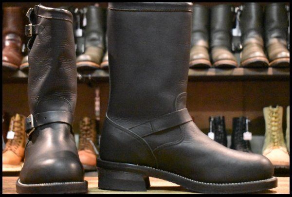 8.5E PT91 黒タグ 96年 Chippewa チペワ 27863 エンジニア 黒 ブラック スチールトゥ 11インチハイト ブーツ HOPESMORE FJ047