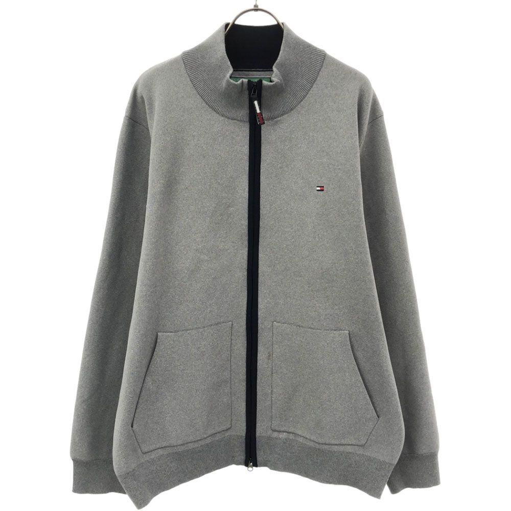 トミーヒルフィガー THMA271 ゴルフ シグネチャートリム ニットジャケット XL グレー TOMMY HILFIGER メンズ