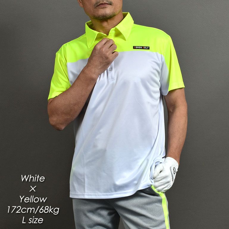 新品【COMONGOLF/コモンゴルフ】ネオンカラー切替吸水速乾ドライ