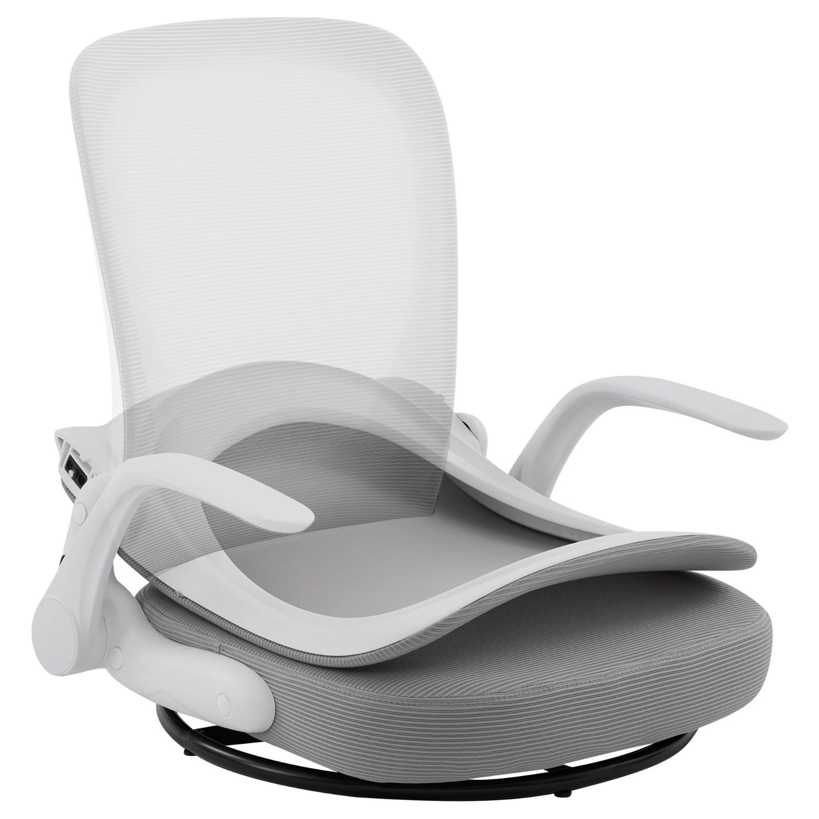 コンパクト 組立不要 ゲーミング座椅子 座敷用椅子 折りたたみ 通気性メッシュ ひじ掛け付き 人間工学デザイン 腰が痛くならない フロアチェア 回転座椅子 Grey NATURFEN