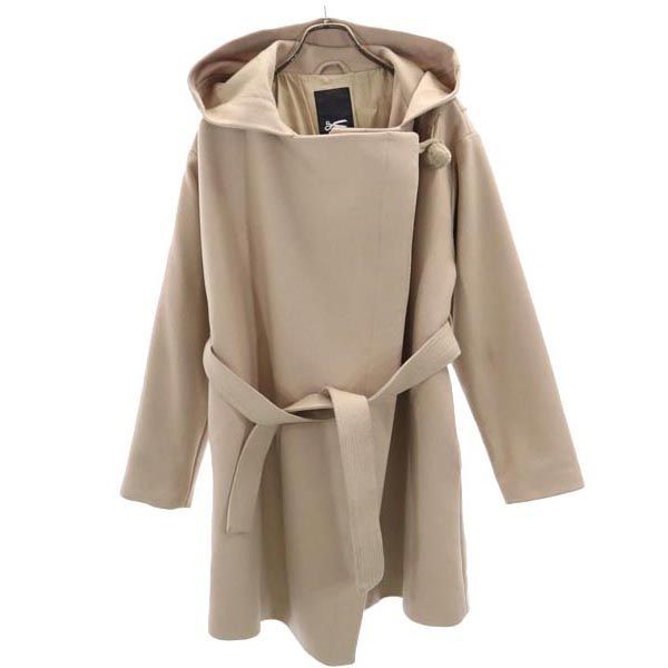 デンハム ウールブレンド コート S ベージュ DENHAM フード レディース