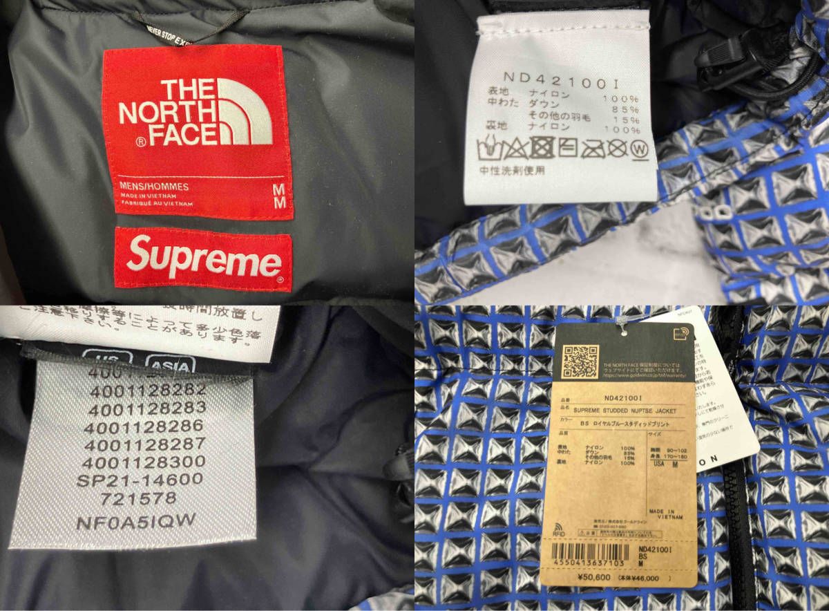 SUPREME×THE NORTH FACE シュプリーム ノースフェイス ND42100I STUDDED NUPTSE JACKET ロイヤルブルースタディッドプリント Mサイズ