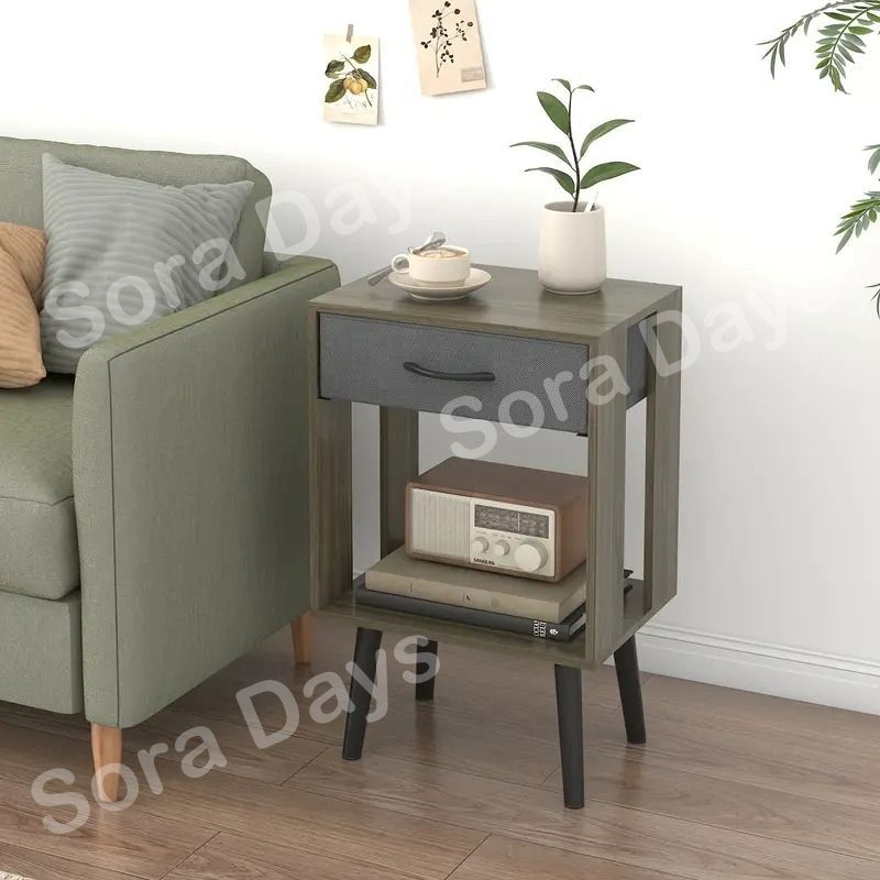 新作ハンドメイド　マイルド色扉付きナイトテーブル、サイドテーブル、収納BOX 新作ハンドメイド マイルド色扉付きナイトテーブル、サイドテーブル