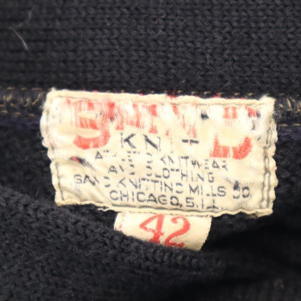 サンドニット 40s 50s レタード 長袖 ニット カーディガン 42 ブラック