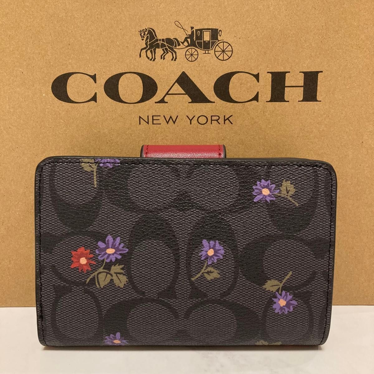 新品 COACH 長財布 コーチ 二つ折り財布 レディース メンズ ブラック レッド シグネチャー 花柄 - メルカリ