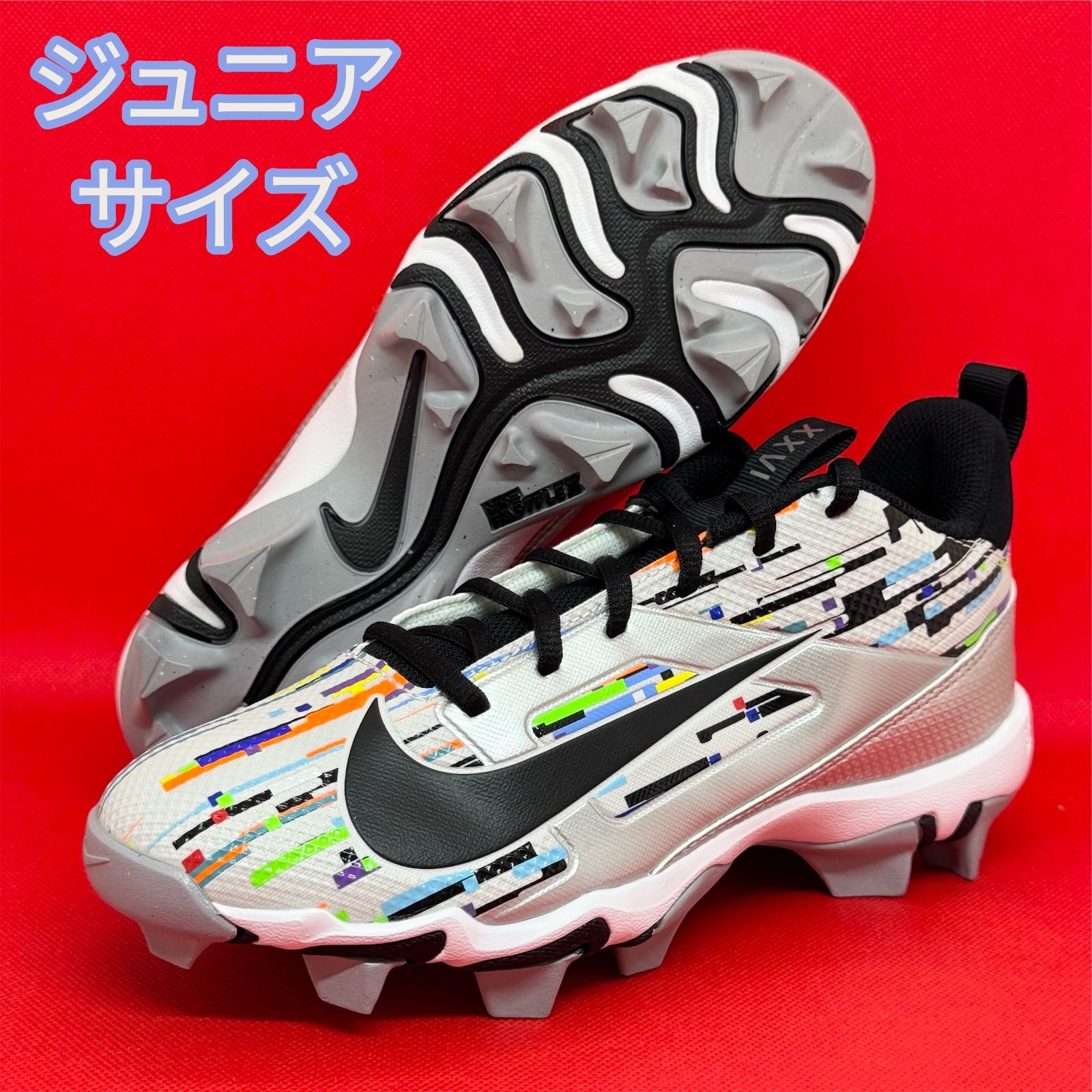 ナイキ ジュニアサイズ ポイントスパイク 野球 アメフト シルバー 23.5cm