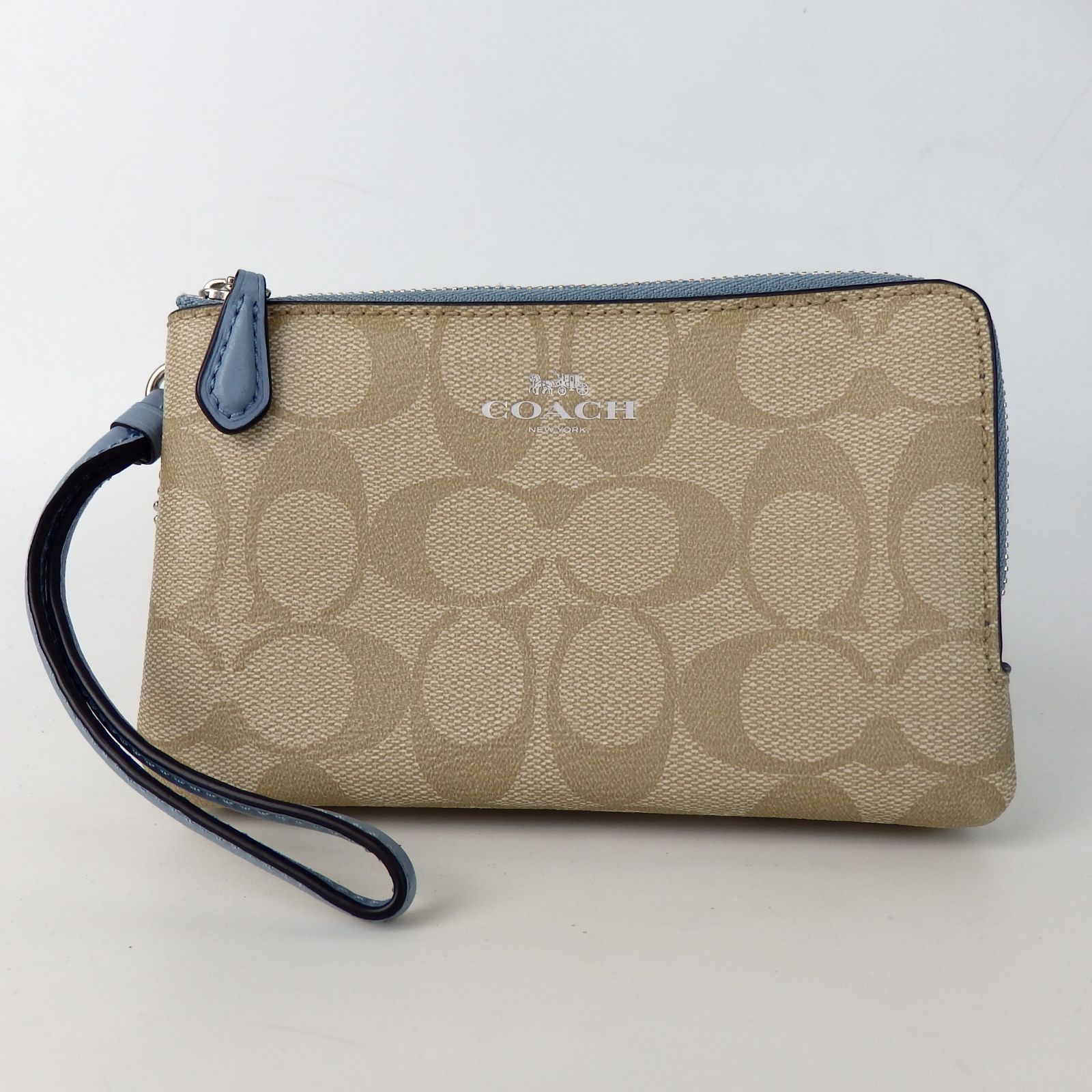 COACH】コーチ シグネチャー ブラウン ダブルファスナー ポーチ F87591 