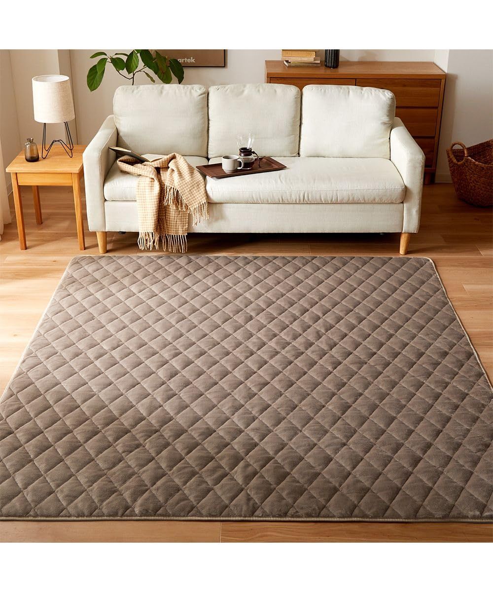 ニッセン ラグ 洗える スモーキー のふんわりキルト スモーキーブルー 約185×240 5mm