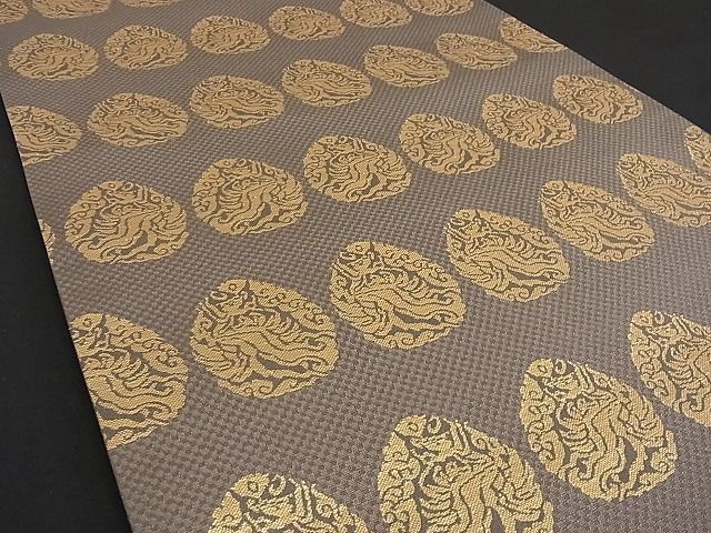 平和屋-こころ店■極上 龍村晋謹製 全通柄袋帯 名物興福寺金襴 金糸 色紙付き 正絹 逸品 3kk1488