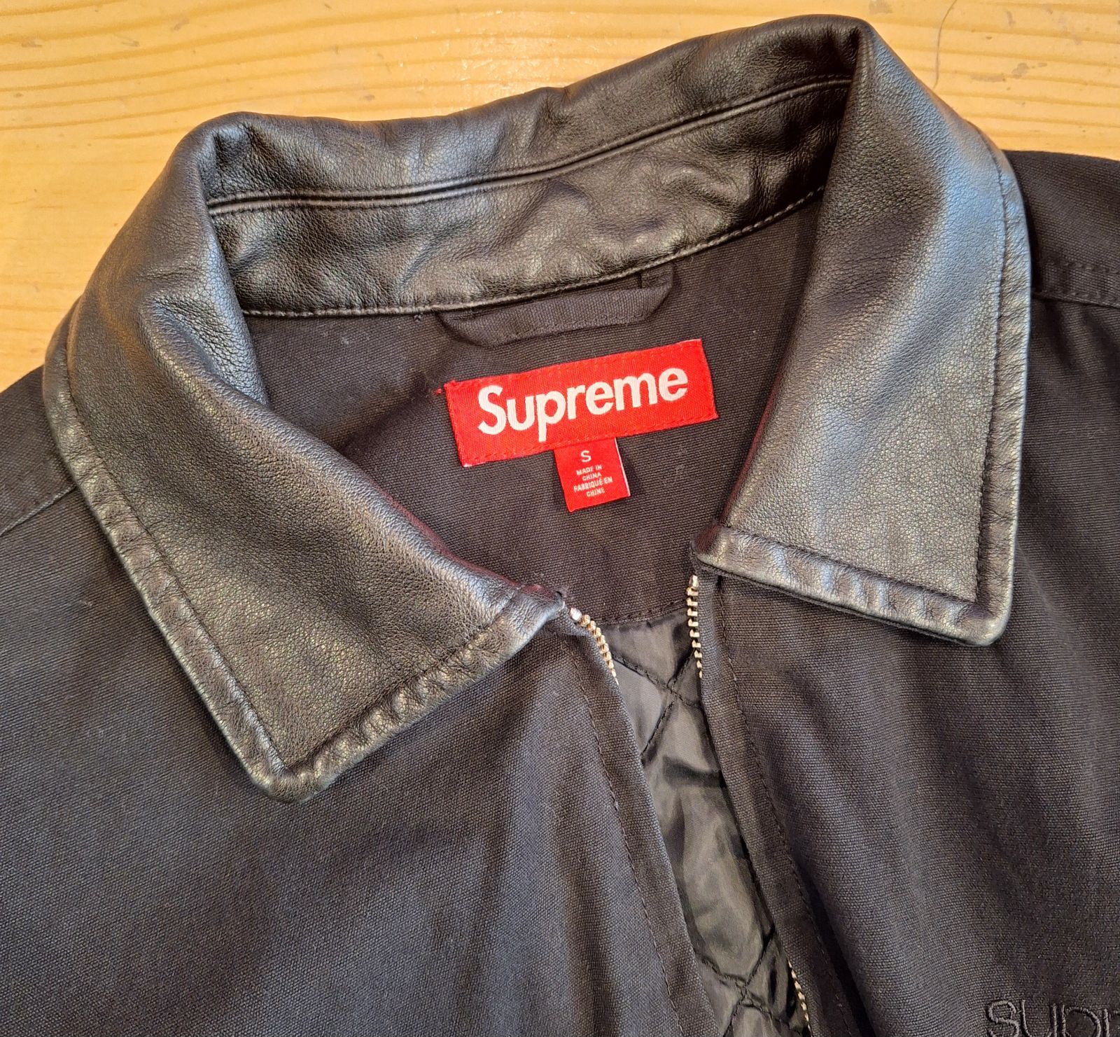 Supreme Leather Collar Utility Jacket S シュプリーム レザーカラー 