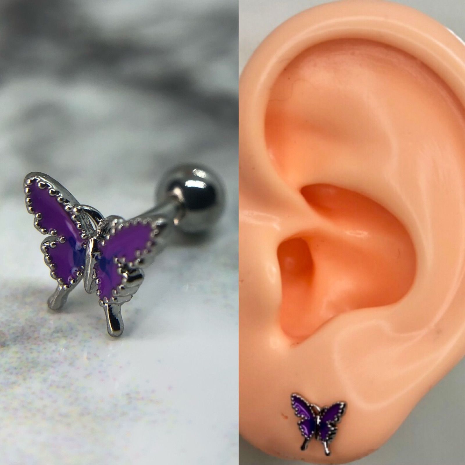 紫色のスタッドピアス(片耳用) 【公式通販】