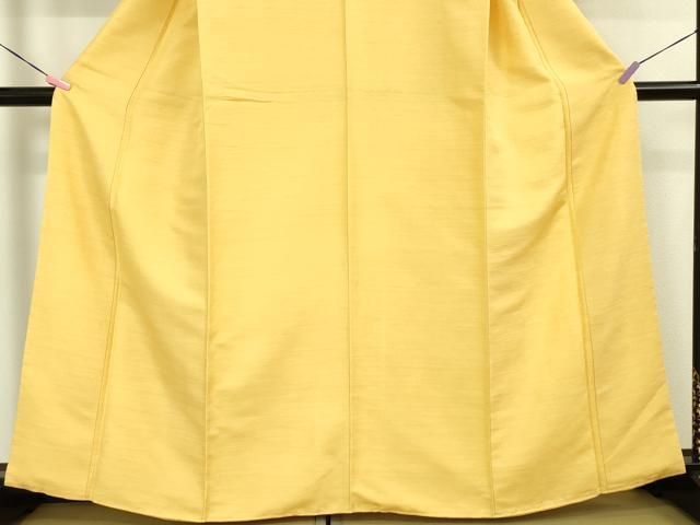 平和屋本店□希少 人間国宝 志村ふくみ 紬 色無地 黄地・支子色 小大丸
