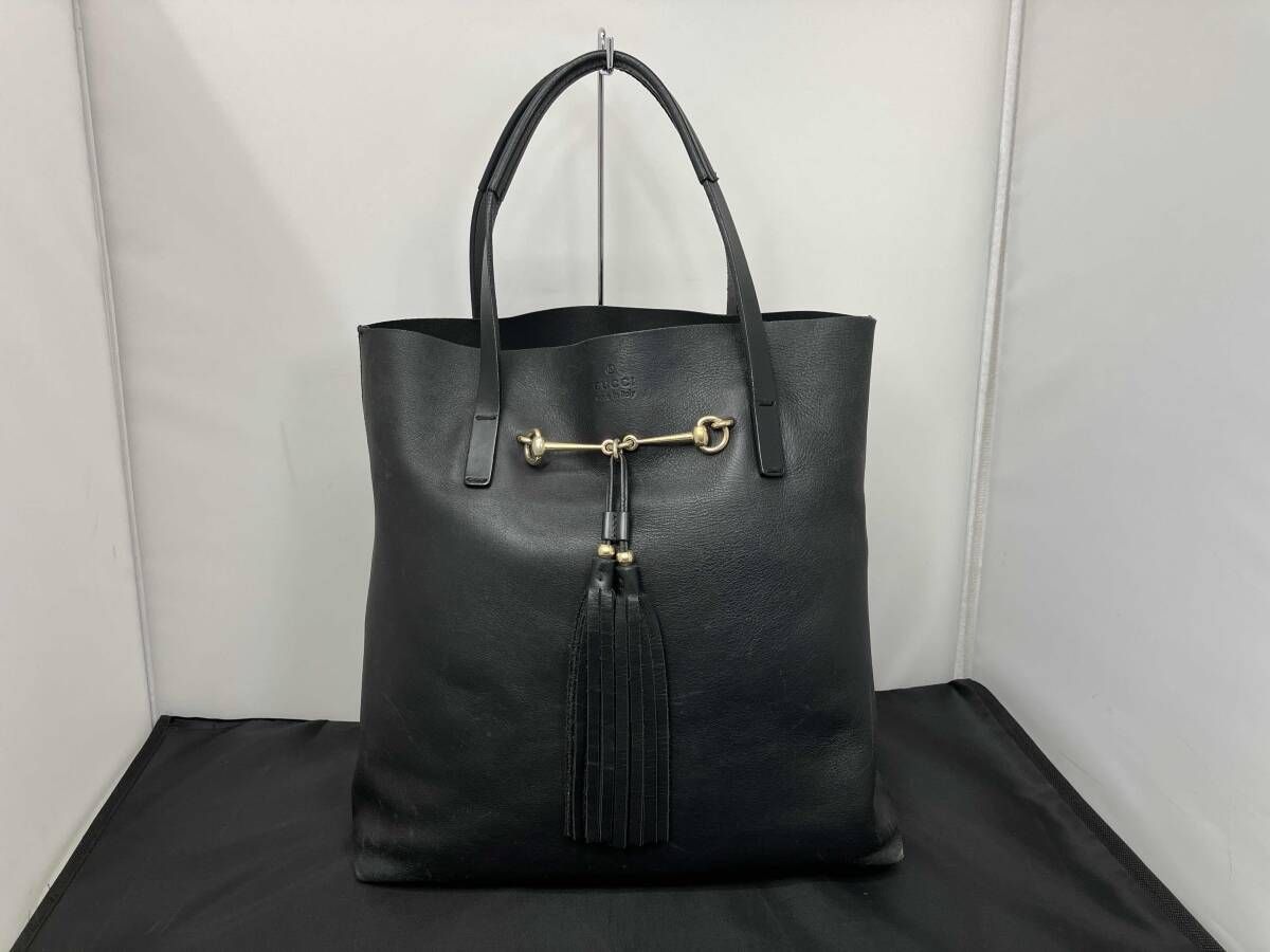 GUCCI グッチ ホースビット 297006 トートバッグ 縦型バッグ ブラック系 黒系 レディース タッセル ポーチ付 鞄 バッグ