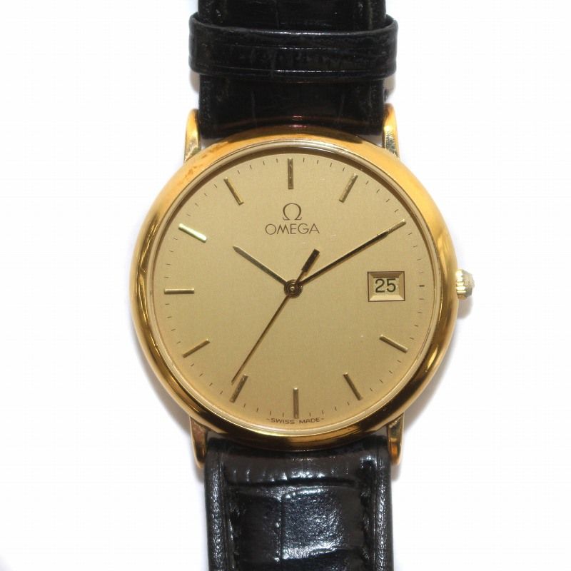 オメガ ヴィンテージ デビル DE VILLE 腕時計 アナログ ゴールド色 黒