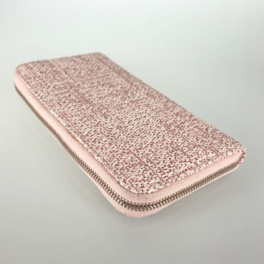 CHANEL　長財布　ツイード　ドーヴィル　ラウンドファスナー　シャネル シャネル CHANEL ドーヴィル ピンク ツイード 長財布 ラウンド