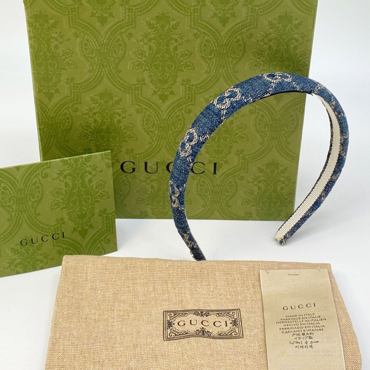 GUCCI  カチューシャ  GGロゴ GUCCI グッチ GG カチューシャ ヘアバンド ブルー デニム