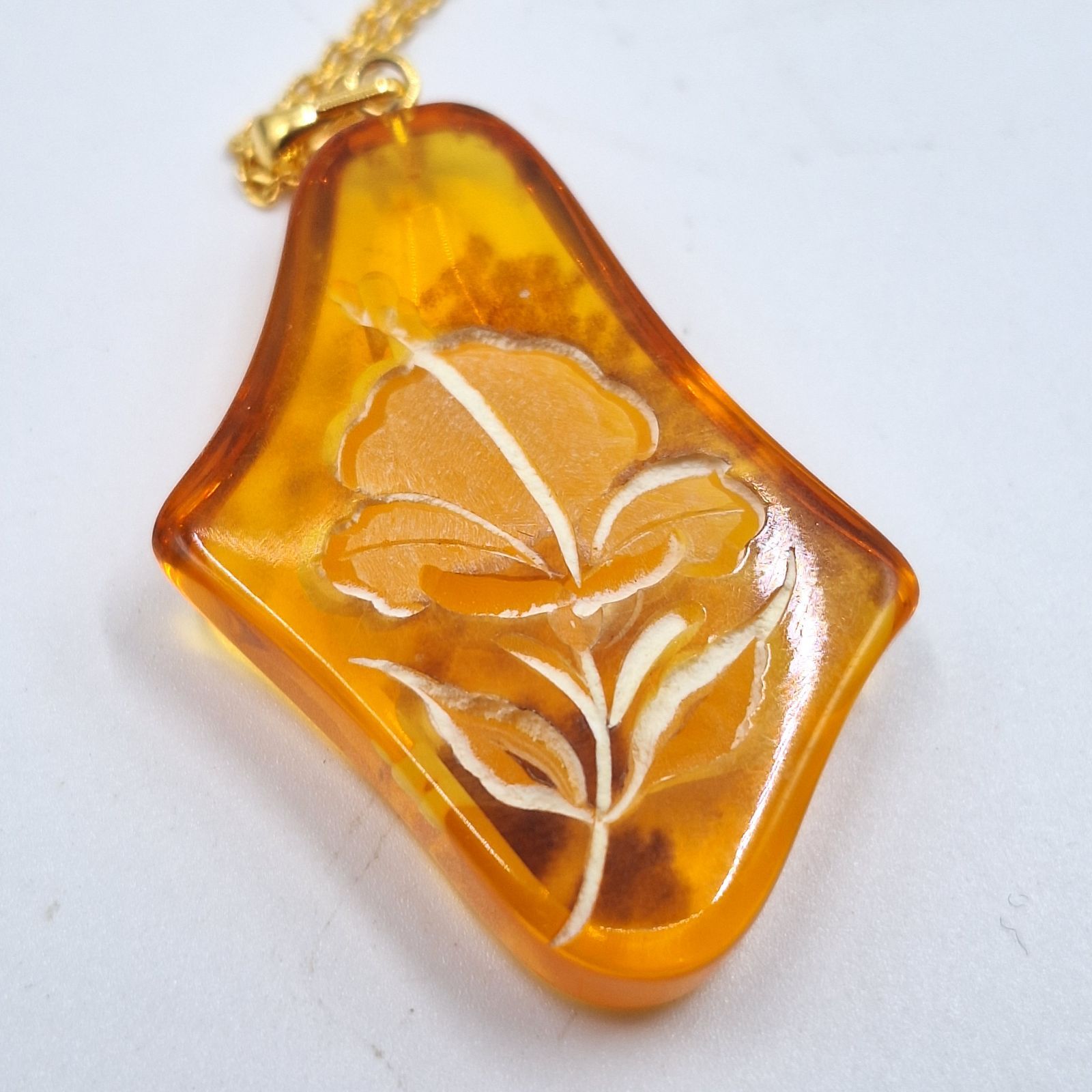 べっこう ネックレス 本鼈甲張 花 模様 アクセサリー tortoiseshell 