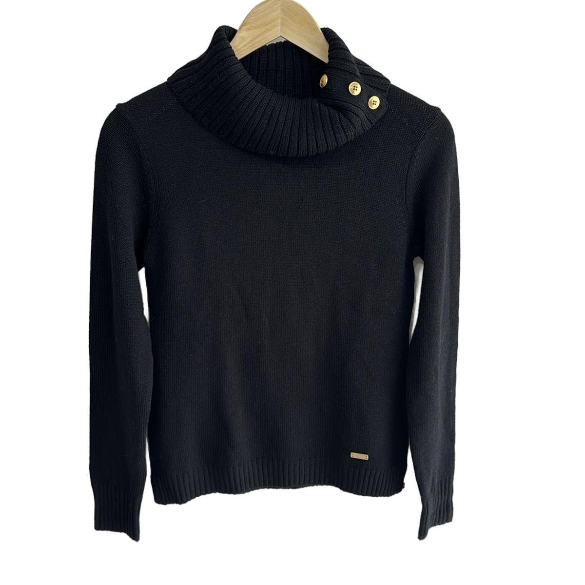 バーバリーブルーレーベル　長袖ニット ハイネック ブラック　38 バーバリーブルーレーベル 黒ニット 38 ウール混 ボリューム襟 - メルカリ