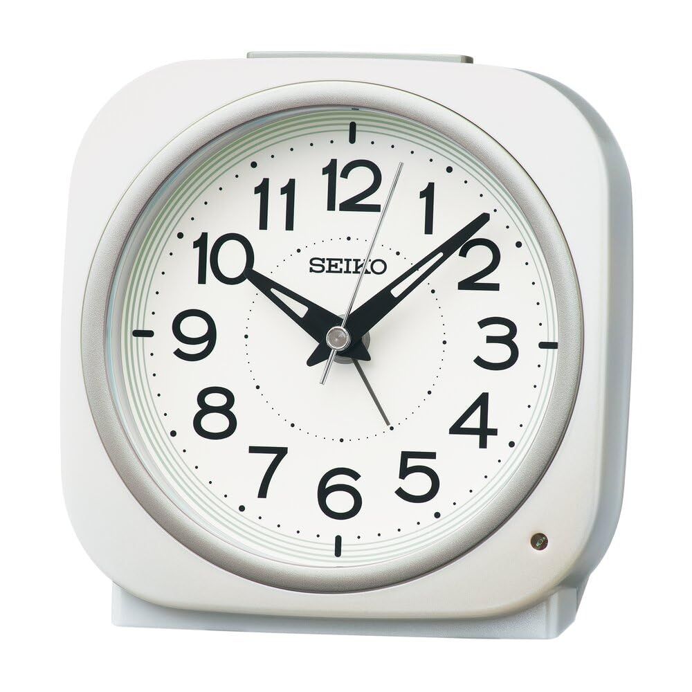 セイコークロック(Seiko Clock) 目覚まし時計 置き時計 自動点灯 アナログ 夜でも見える 白パール 115×115×79mm KR519W