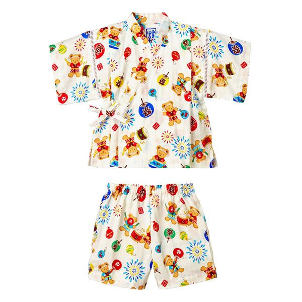 ミキハウス mikihouse ミキハウスベア 甚平スーツ 夏祭り 幼稚園 保育園 100cm 白 01