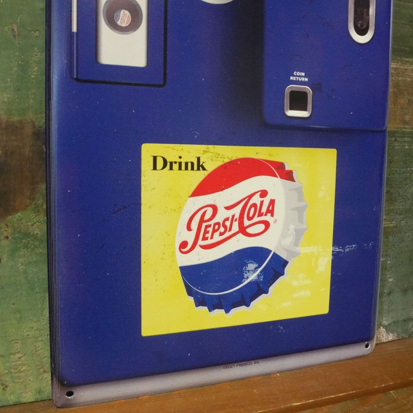 ダイカットエンボスメタルサイン PEPSI COLA VENDING MACHINE