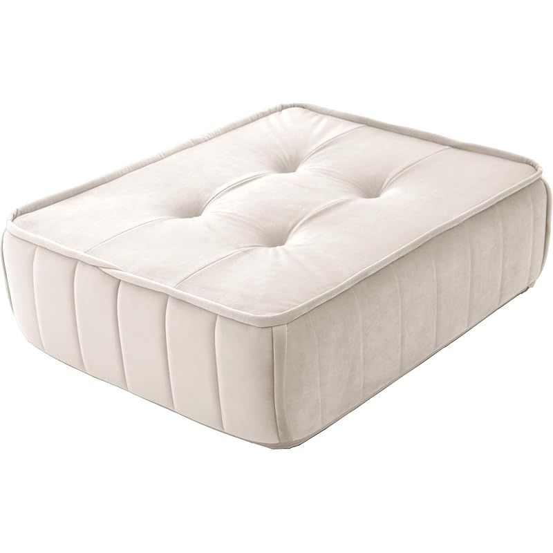 在庫 セルタン フロアクッション パールホワイト 単品 ベロア生地 A1149a-b-718IV 1