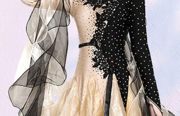 社交ダンスドレス モダンダンス キラキラ シャンパン オーダーメイド