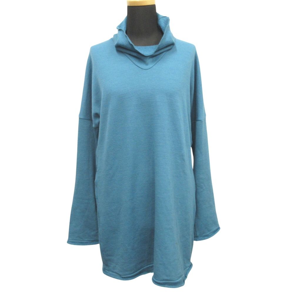 11aw HaaT ISSEY MIYAKE ハート イッセイミヤケ ニット ワンピース セーター ハイネック ドレス ウール 3 青 ブルー レディース 古着