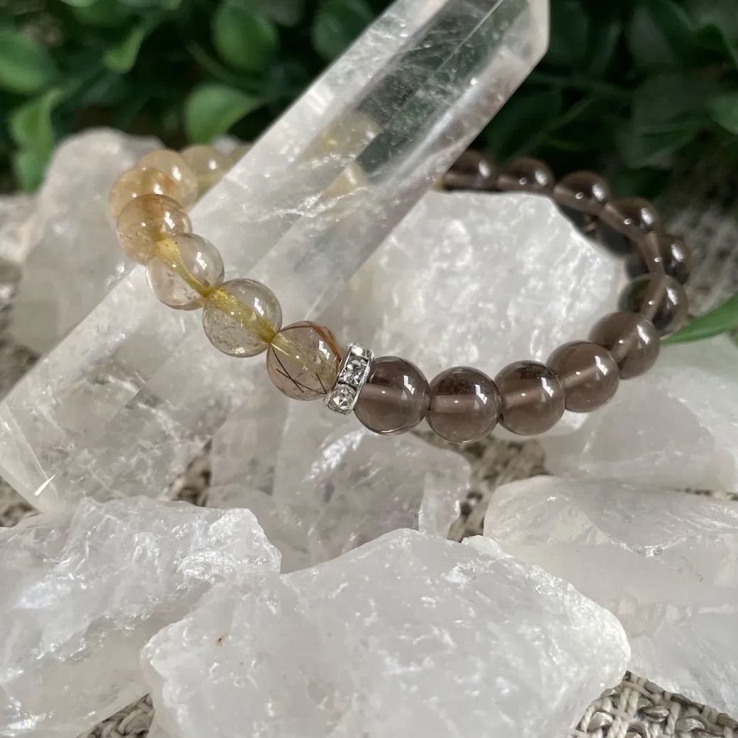 ✴︎ゴールドルチル×スモーキークォーツ✴︎ 8mm 16cm