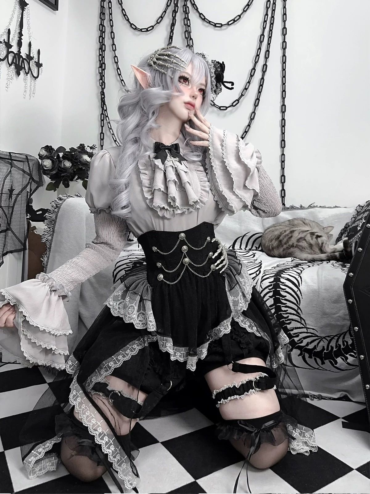 ロリータファッション通販 SEASONZ ブラウス ゴスロリ ダークゴシック ブラックコーデ 原宿スタイル ろりーた 病みかわいい 撮影会  イベント衣装 | ロリータファッション通販 SEASONZ〜女の子の可愛いがギュッと詰まったお店～ powered by BASE