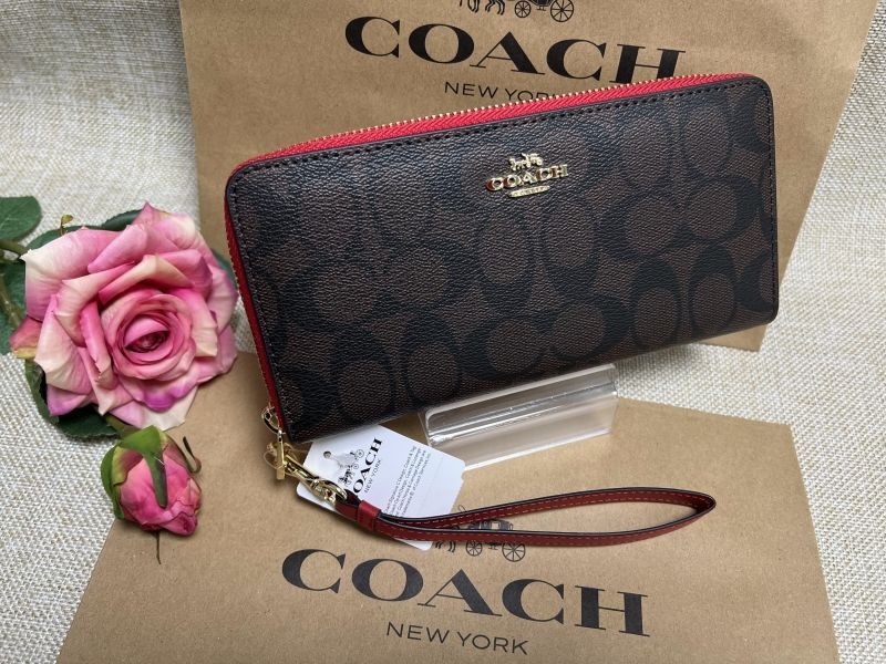 コーチCOACH 財布 長財布 FC4452 C4452 ブラウン×1941レッド 特別送料