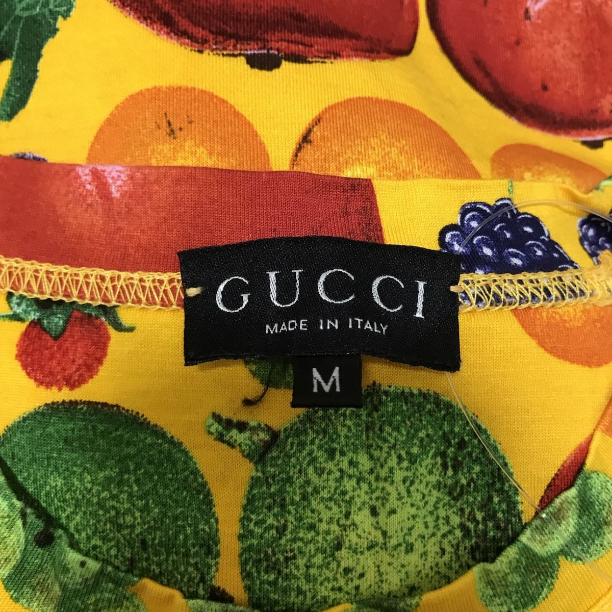 GUCCI(グッチ) 半袖Tシャツ サイズM レディース - イエロー×レッド×マルチ クルーネック/フルーツ柄 - メルカリ